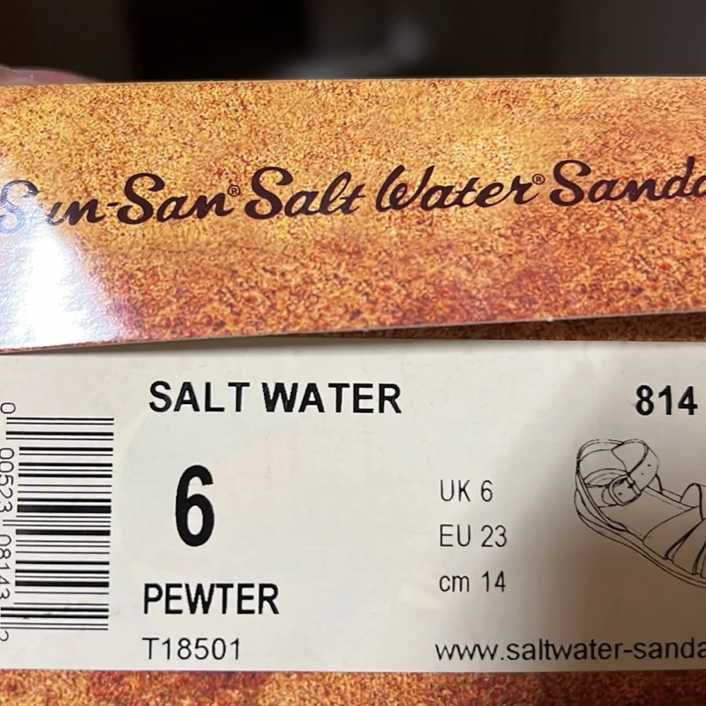 AUTH NIB Salt Water the Original Sandal Toddler Little Kids PEWTER